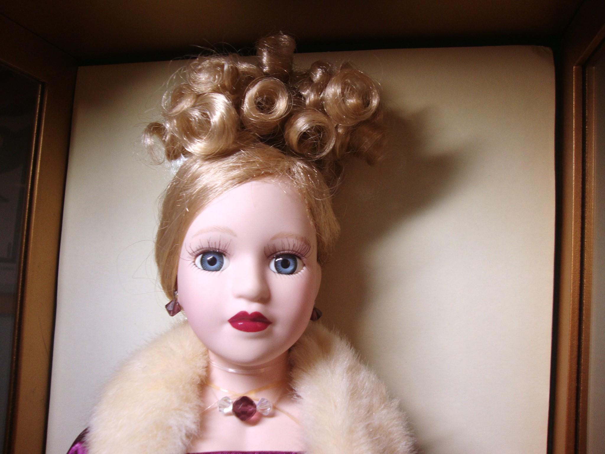 Vintage Camellia Garden Porcelain Doll With Swarovski Crystals in