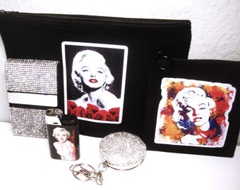 Marilyn Monroe Gift Set – Pouch, Rhinestone Ashtray, Cigarette Case & Lighter