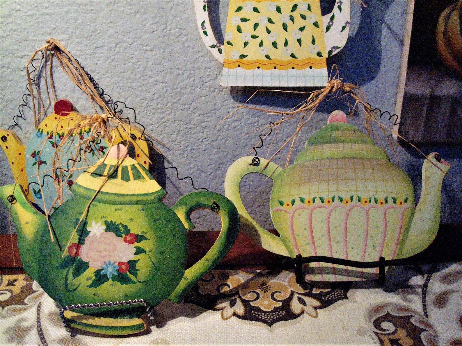 Vintage WOODEN TEAPOTS 4 Wooden Teapot Wall Decor With Etsy