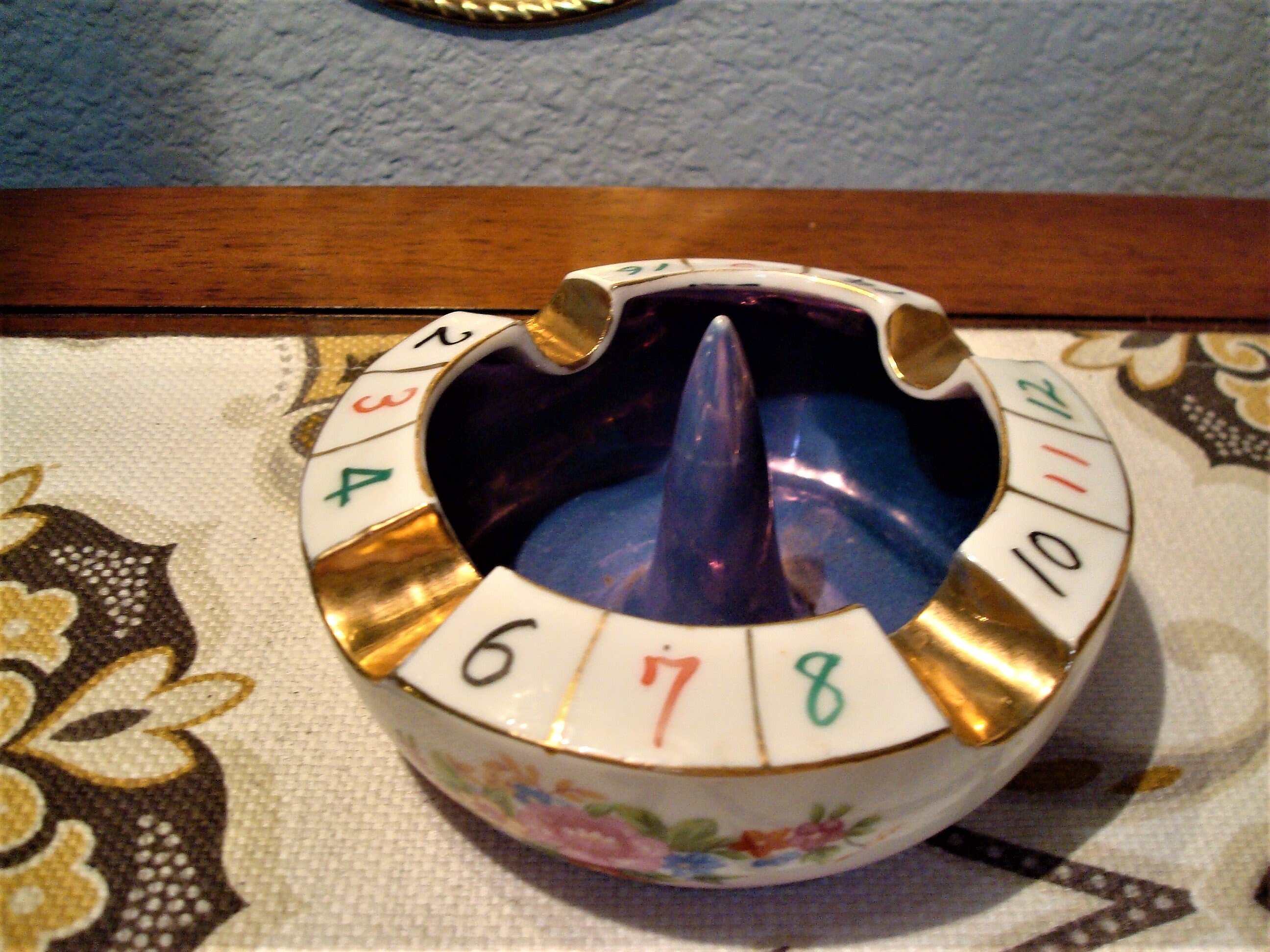 Vintage ROULETTE WHEEL ASHTRAY LusterWare Numbered Floral Etsy