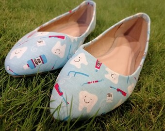 Dental Flats, Dentist Shoes, Tooth Print, Medical Shoes