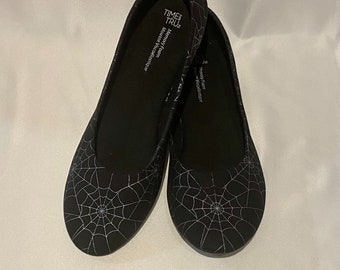 Spider Web Halloween Flats, Wicked Cotton Shoes