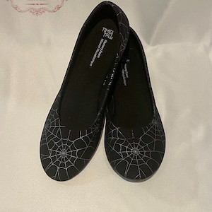 Wicked Webs, Spider Web Shoes, Halloween Heels, Halloween Flats, Spiderweb Shoes, Haunted Shoes