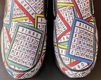Bingo Card Slip-On Sneakers, Memory Foam Wide-Fit Shoes