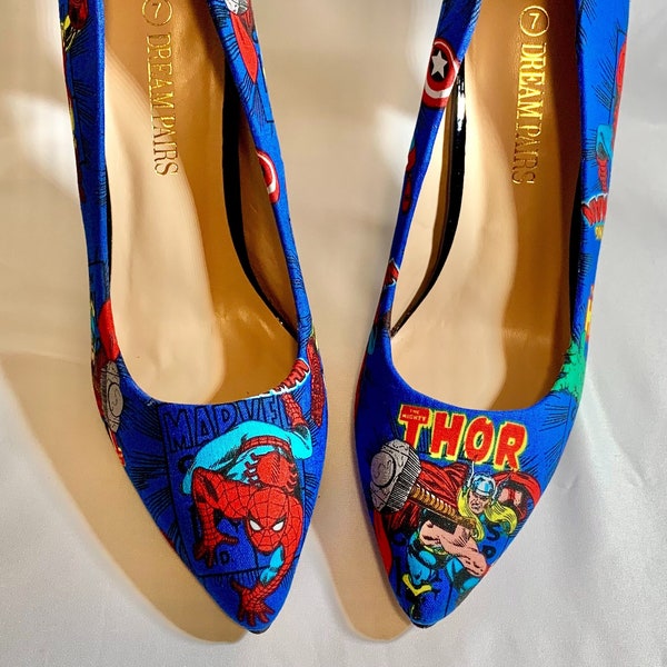 Marvel Heels, Comic Book Shoes, Spider-Man heels, Thor, Hulk Shoes, The Avengers, Iron Man Flats, Superhero Flats, Holiday Gifts, Birthday