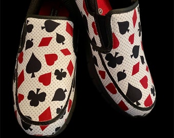 Card Suit Slip-On Sneakers, Memory Foam, Wide Fit