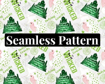 Wicked Seamless Pattern, Wicked the Musical Seamless Pattern, Wicked PNG, Good Witch Pattern, Wicked Digital File, Glinda Download