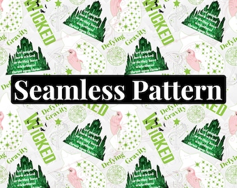 Wicked the Musical Seamless Pattern, Good Witch Design (PNG, JPG, PDF)