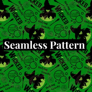 Wicked naadloze patroon, Wicked the Musical naadloze patroon, Wicked PNG, Wicked Witch patroon, Wicked digitaal bestand, Elphaba download