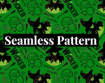 Wicked Seamless Pattern, Wicked the Musical Seamless Pattern, Wicked PNG, Wicked Witch Pattern, Wicked Digital File, Elphaba Download