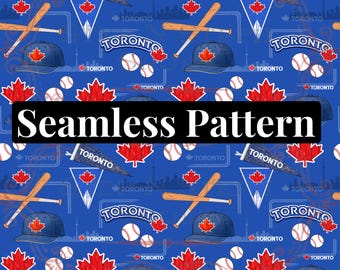 Toronto Baseball Seamless Pattern (Digital Download)