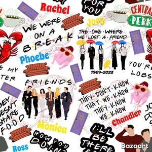 Friends TV Show Seamless Pattern, “The One Where We Lost A Friend,” Digital File (png, jpg, pdf) image 2