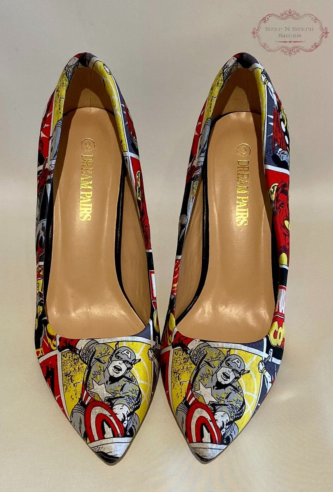 Marvel Heels, Comic Book Shoes, Captain America Heels, Spider-man Heels ...
