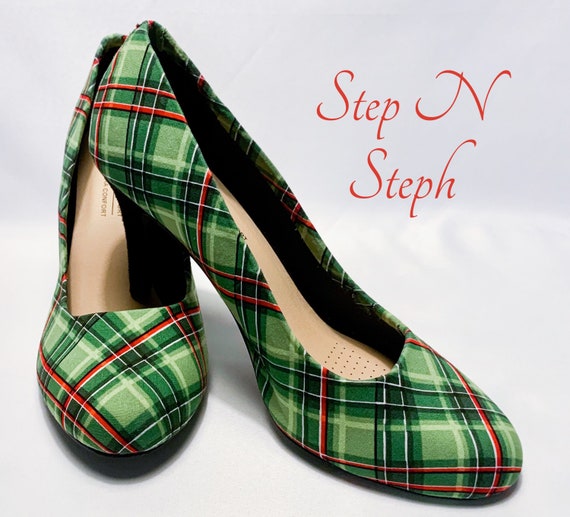 Christmas plaid store heels