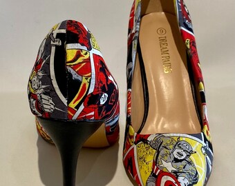 Marvel Heels, Comic Book Shoes, Captain America Heels, Spider-Man heels,  Thor Shoes, The Avengers, Iron Man Sneakers, Superhero Flats