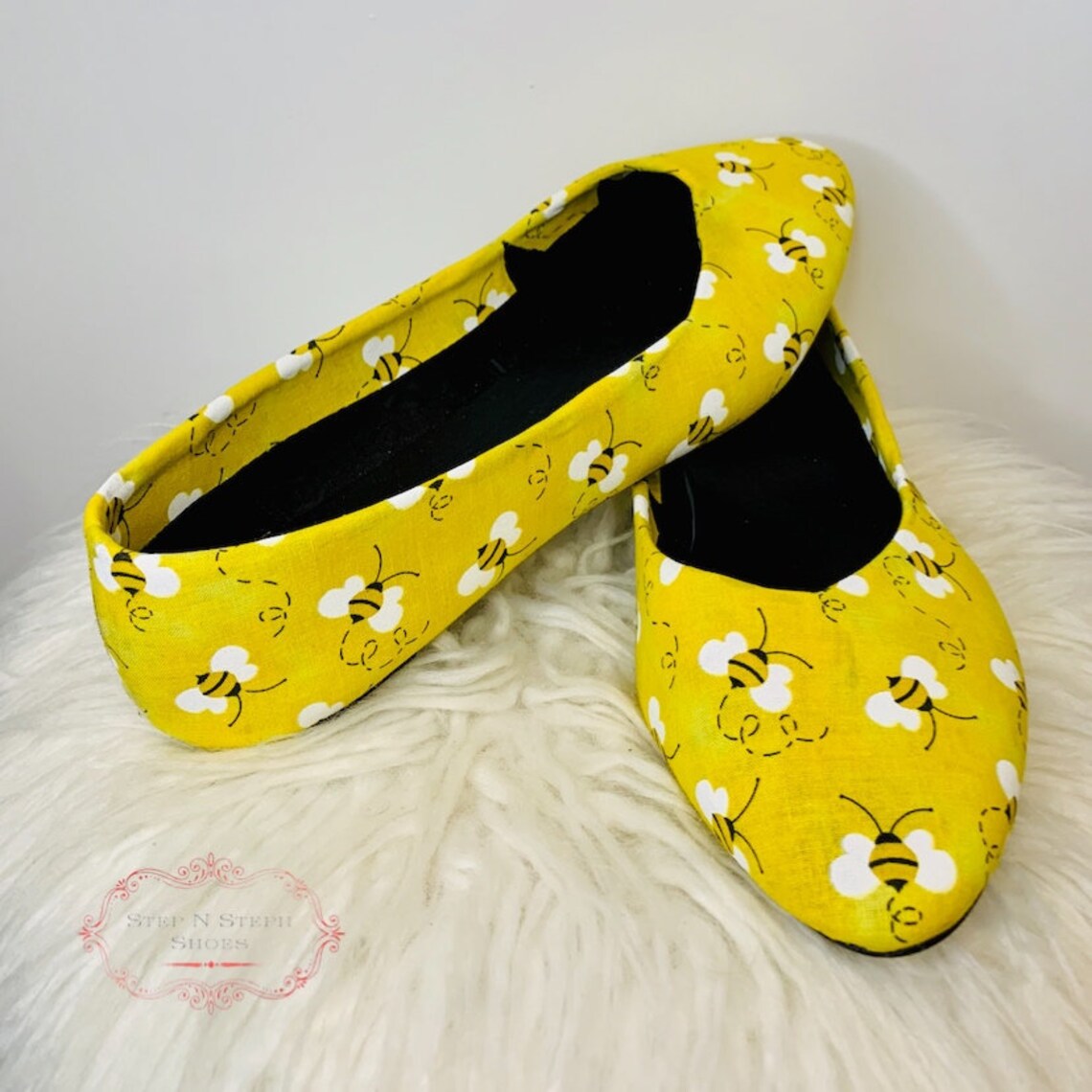 Born to Bee Wild Bumble Bee Shoes Yellow Flats Bee Heels Etsy