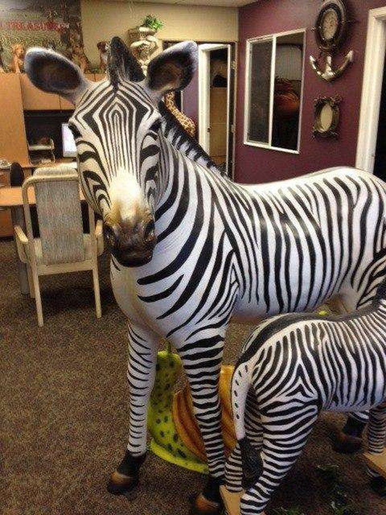 Zebra 2 Safari Prop Life Size Decor Resin Statue Etsy