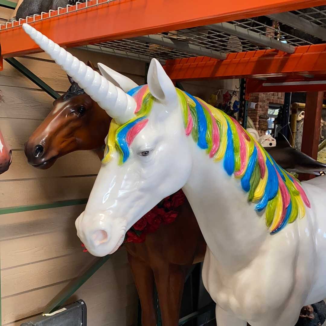 Rainbow Unicorn Life Size Statue Etsy
