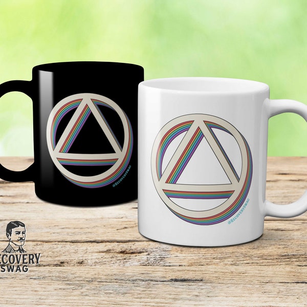 AA Symbol Coffee Mug | AA, Alcoholics Anonymous, Recovery Anniversary, Sober Birthday, Recovery Gift, Narcotics Anonymous, Sober Date, Clean