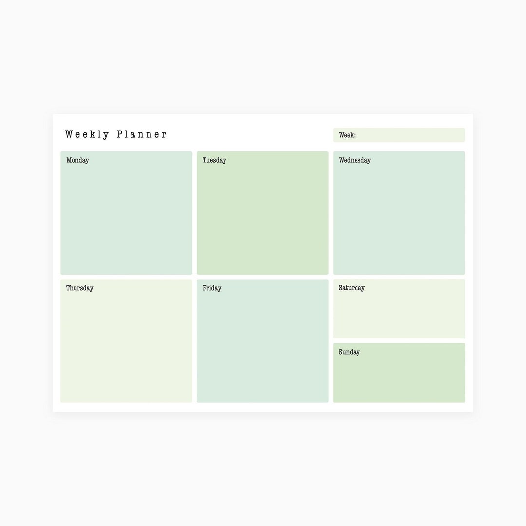 Forest Green A4 Weekly Planner Pad | Plan Your Week | Organiser ...
