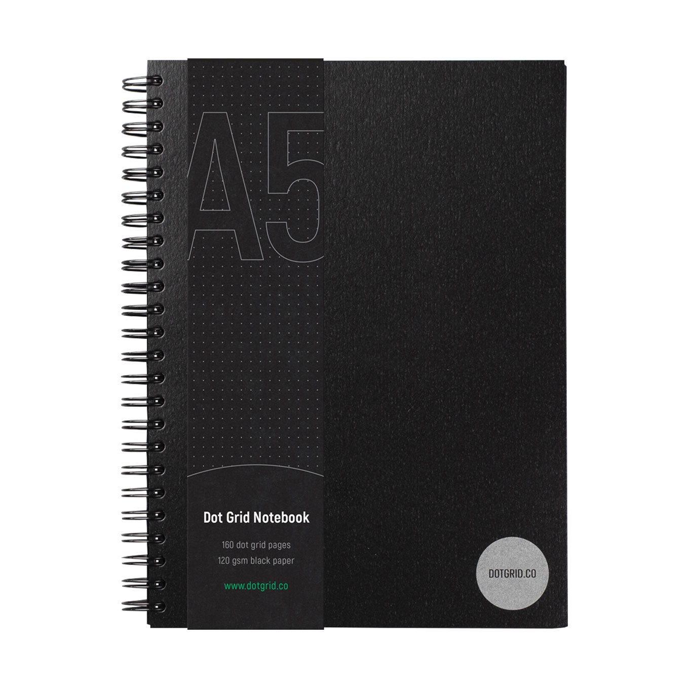 A5 Dot Grid Notebook With Black Pages - 160 Pages, Premium