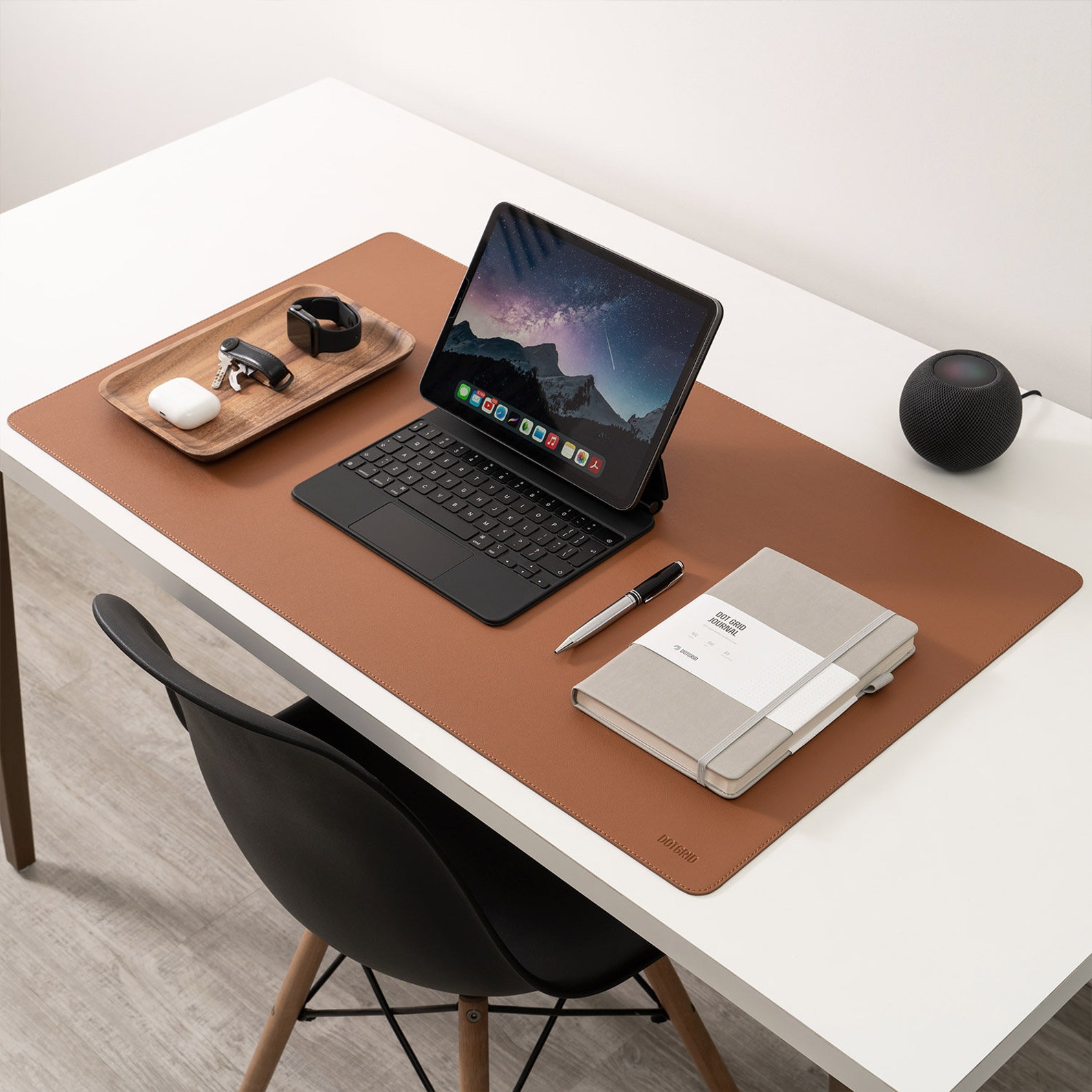 Large Desk Mat Vegan Leather Brown Etsy