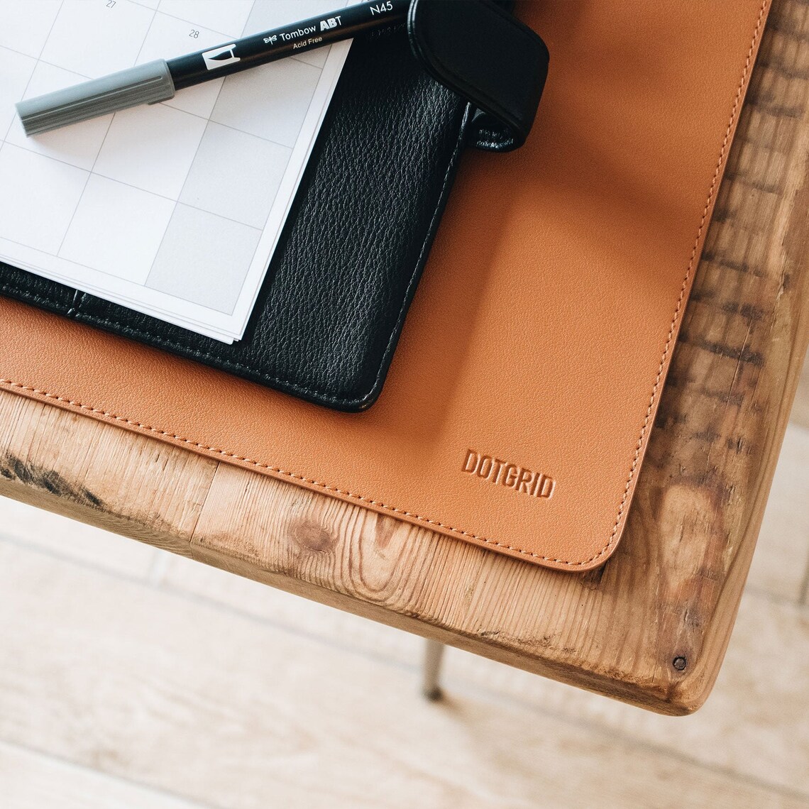 Large Desk Mat Vegan Leather Brown Etsy