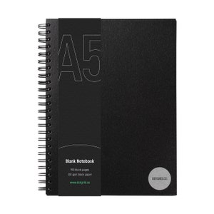 A5 Blank Notebook with Black Pages | Bullet Journal | Scrapbooking | Black Paper | 120gsm Paper
