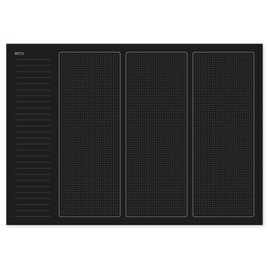 May include: Black and white planner with three columns for notes and a dotted grid section. The planner has the word "NOTES" at the top.