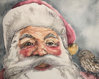Santa Watercolor Print