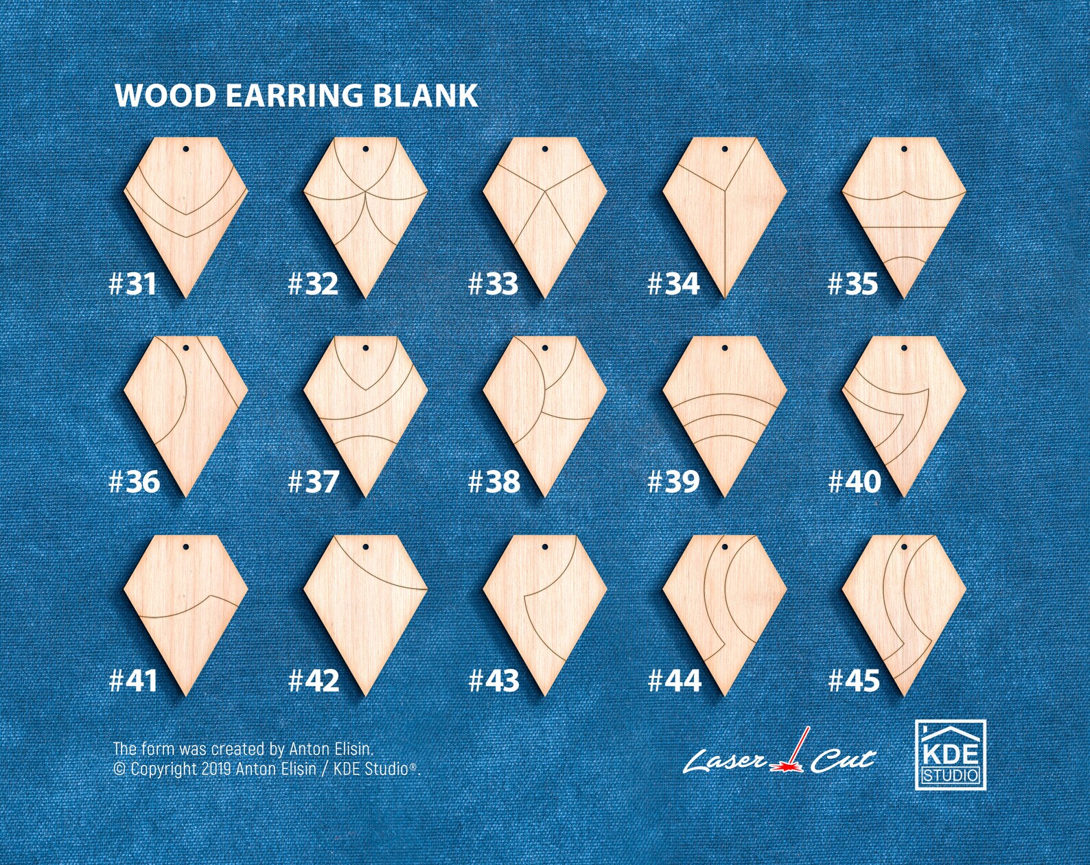 5 pairs / Unfinished wood earrings blanks. Laser cut wood Etsy