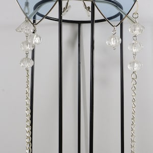 Light Blue Triangle  Crystal Shades- Sunglasses Dangle Chains - Burning man / rave / boho /edm / Rave glasses / chains / festival