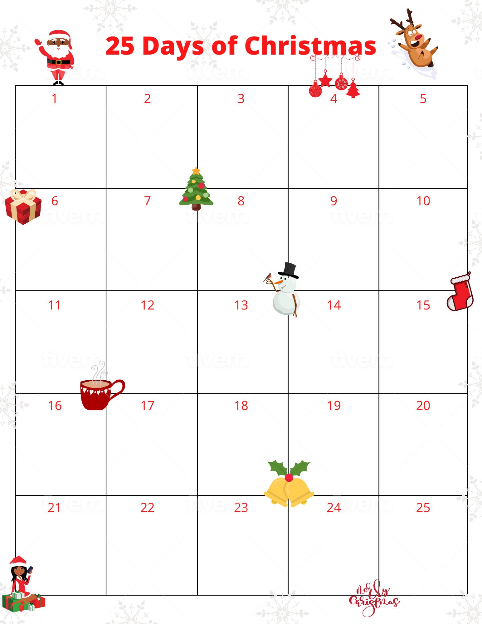 25 days of christmas-activities calendar - etsy