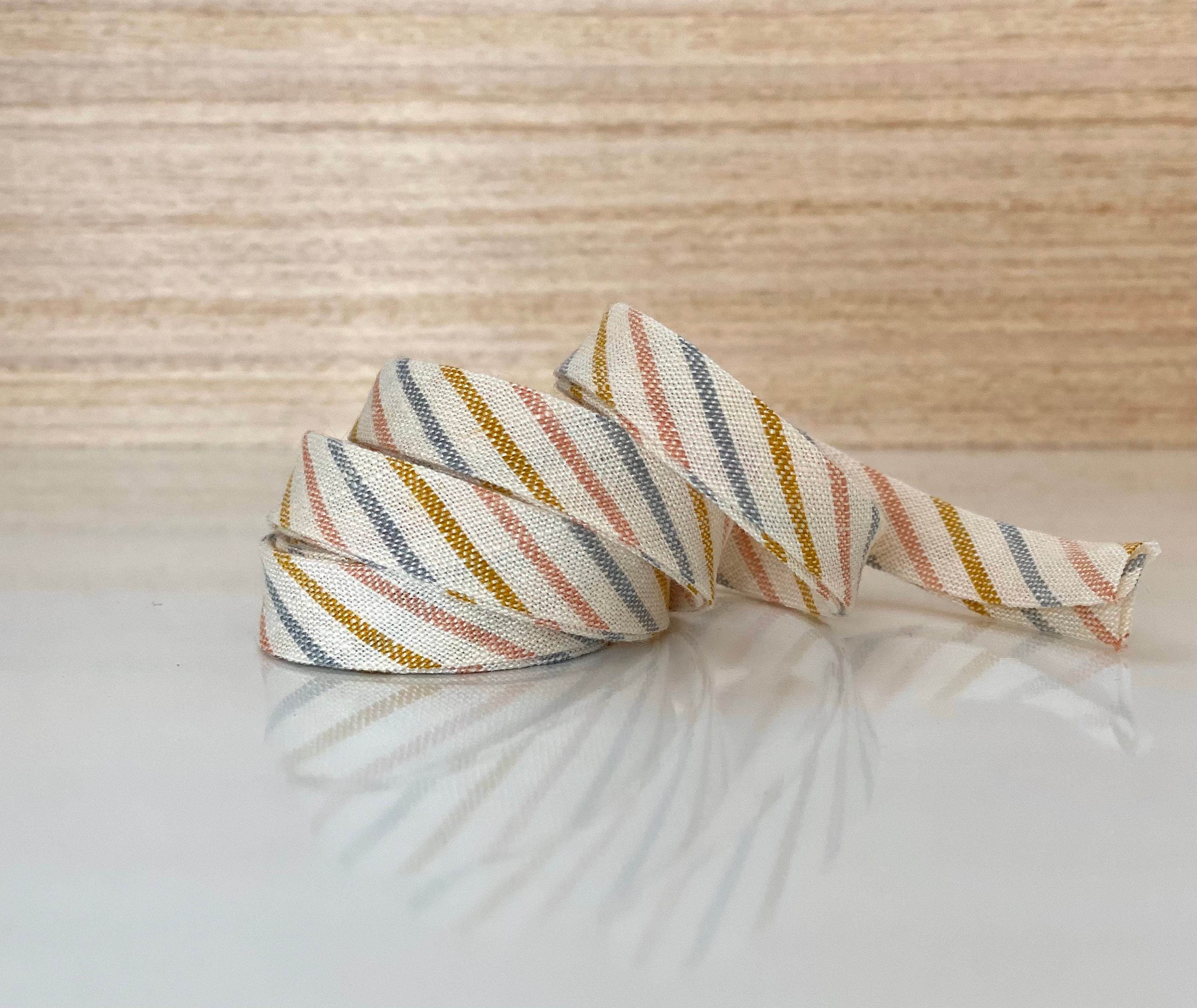 Linen Bias Tape 1/2 Double Fold in Thin Summer Stripes / Etsy