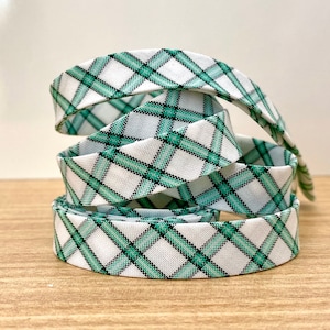 Nastro in sbieco 1/2&quot; doppia piega in cotone verde a quadretti