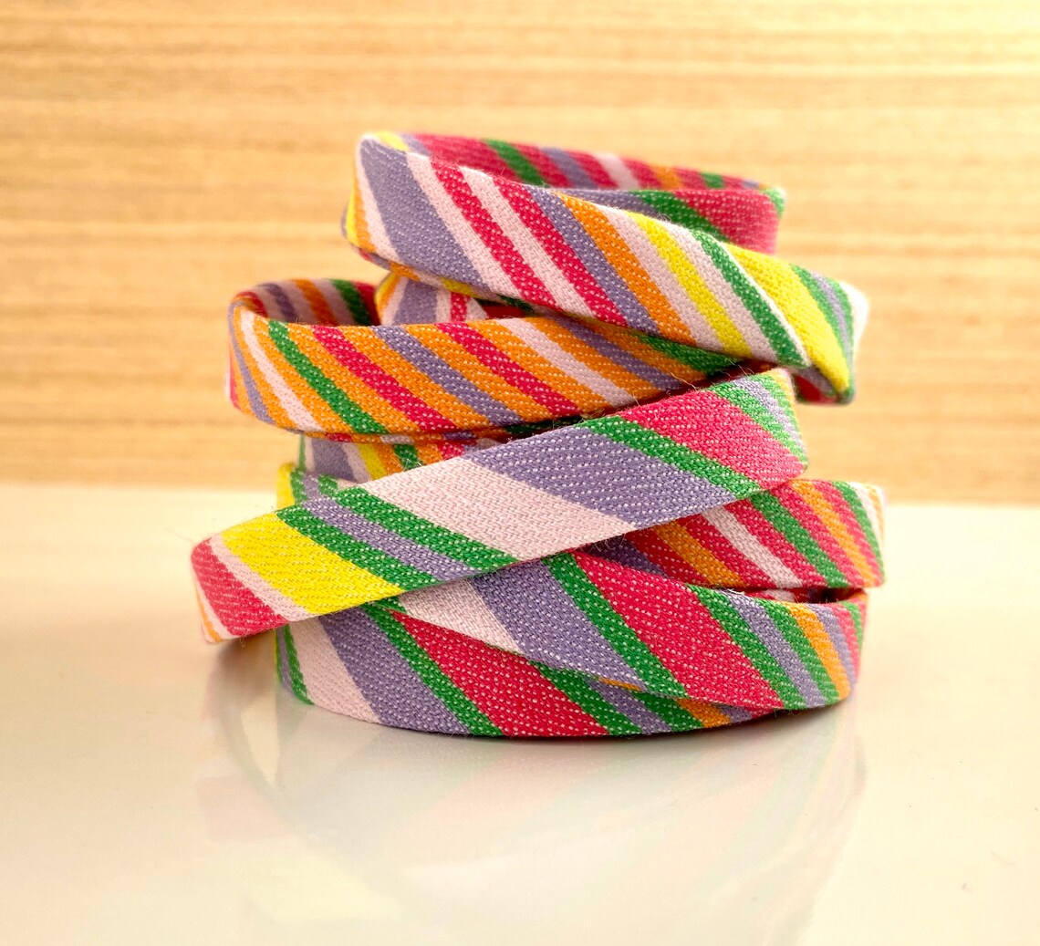 Bias Tape 1/2 Double Fold Pure Woven Silk in Rainbow Stripes Etsy