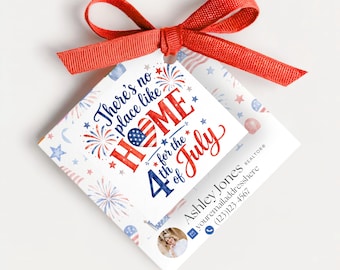 Editable Realtor 4th of July Gift Tags | Canva Pop By Template (Digital Download)