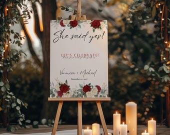 Engagement Party Welcome Sign: She Said Yes Editable Template (Digital Download)