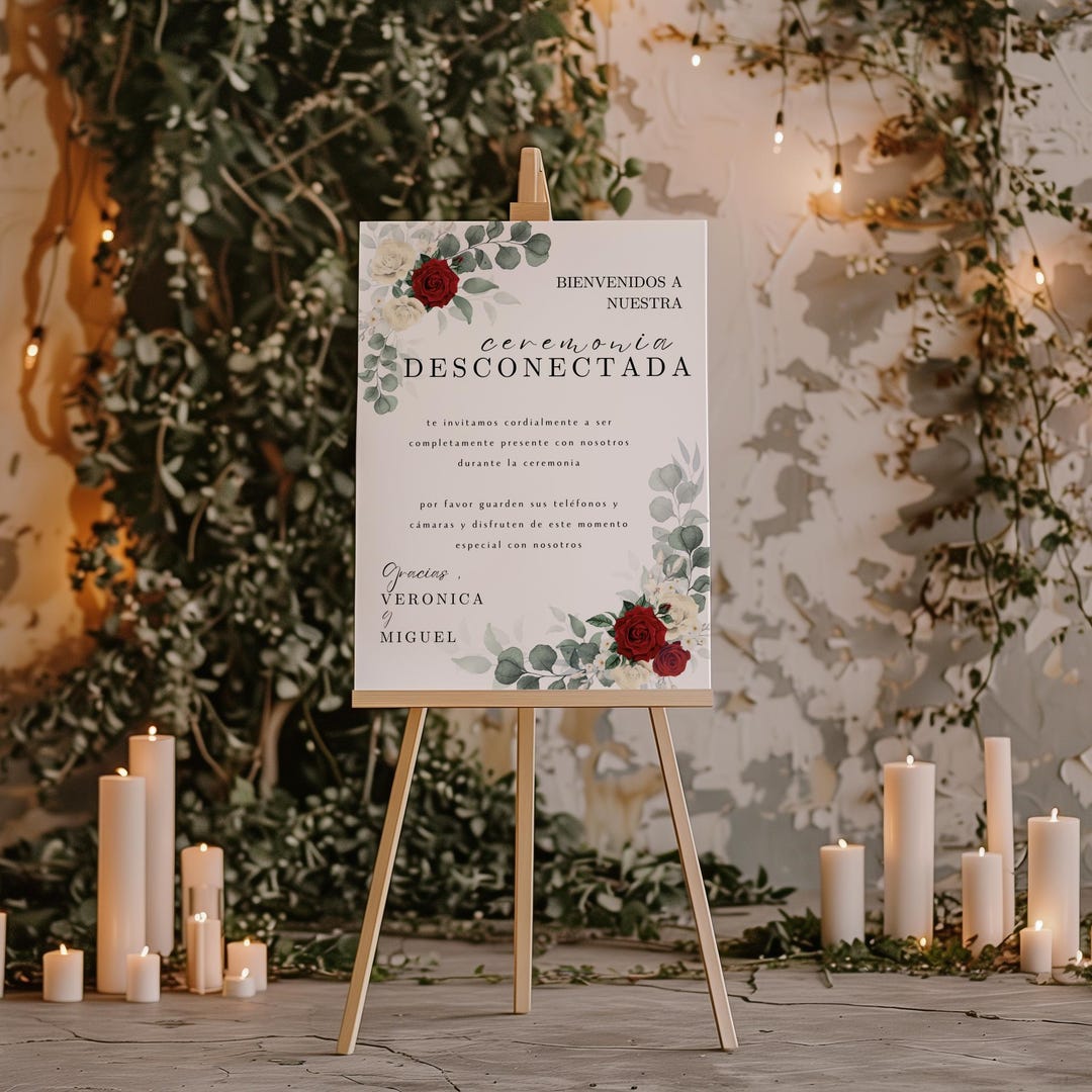 Spanish Unplugged Wedding Ceremony Sign: Editable Template, No Phones ...