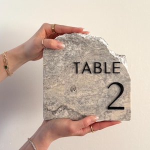 Silver Travertine Wedding Table Numbers, Custom Signs, Natural Stone Table Numbers, Chiseled Stone Centerpieces, Table Decor, Wedding Signs