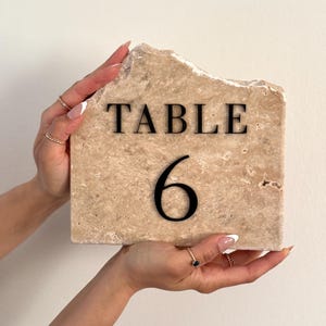Beige Travertine Wedding Table Numbers, Chiseled Stone Acrylic Centerpiece, Wedding  Event Signs, Modern Minimalist Natural Stone Decor, Vow
