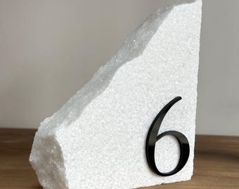 Wedding Table Numbers White Marble Stone Black Acrylic Modern Wedding Decor Company Events Sign