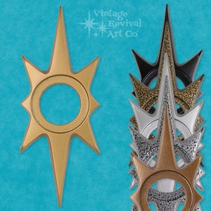 Atomic Starburst Doorknob Backplate Escutcheon 10&quot;, MCM, escutcheon plate,  door escutcheon plate, door knob escutcheon, door knob plate