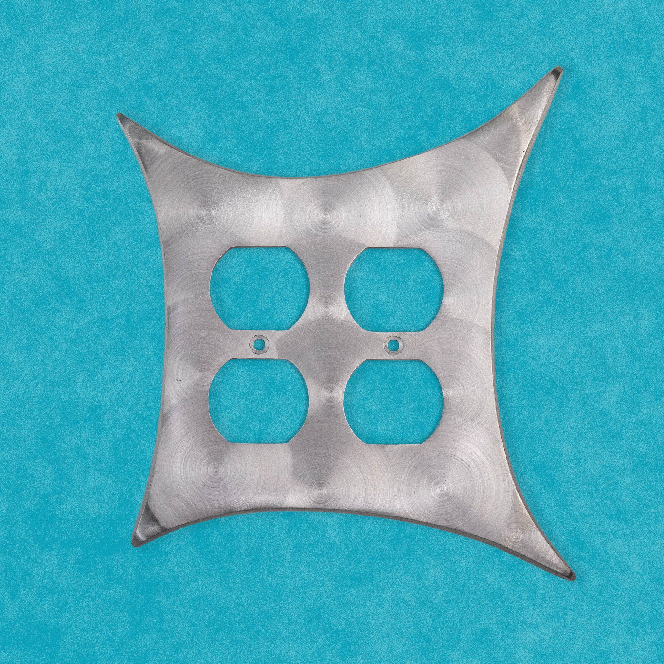 Handcrafted Atomic Double Wall Plate: Retro Aluminum Switch Cover