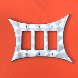 Handcrafted Atomic Triple Wall Plate: Retro Aluminum Switch Cover