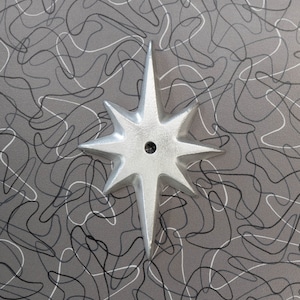 Atomic Starburst Backplate: Hammered Aluminum Mid Century Modern Drawer Pull