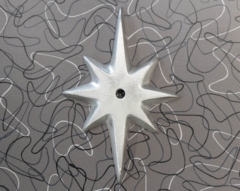 Atomic Starburst Backplate: Hammered Aluminum Mid Century Modern Drawer Pull