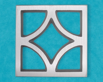 Handmade Cast Aluminum Breeze Block Plate: Mid-Century Modern Wall Art