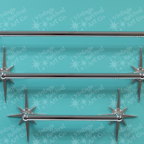 Atomic Starburst Towel Bar: Mid Century Modern Bathroom Decor