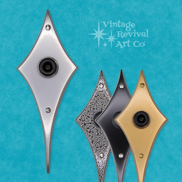 Tope de puerta Comet de mediados de siglo: decoración atómica de aluminio